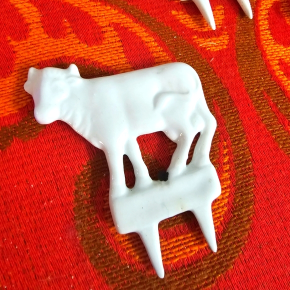 5 Vintage Porcelain Garden Markers Cows, Goats & a Sheep - Picture 5 of 5